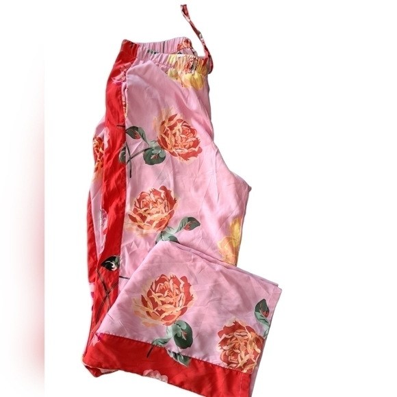 VICTORIA'S SECRET silky feel polyester floral PJ lounge pants pockets LG - Picture 2 of 6